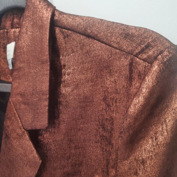 A New Day Bronze Metallic Single Breasted Lightweight Lined Blazer  sz Large - Picture 6 of 8